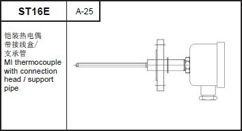 ST16E MI thermocouple with connection head/support pipe