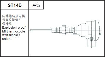 ST14B Explosion-proof MI thermocouple with nipple/union