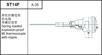 ST14F Spring loaded explosion-proof MI thermocouple with nipple