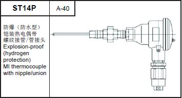 ST14P Explosion-proof (hydrogen protection) MI thermocouple with nipple/union