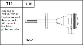 T14 explosion-proof thermocouple with ceramic insulator/protection tube