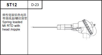 ST12 Spring loaded MI RTD with head/nipple