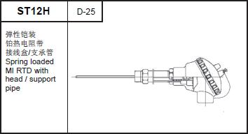 ST12H spring loaded MI RTD with head/support tube