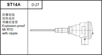 ST14A Explosion-proof MI RTD with nipple