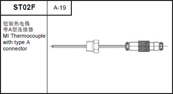 ST02F MI thermocouple with type A connector/flexible armoured lead