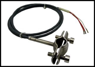 Fast response thermocouple with clamp